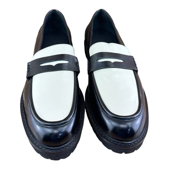 Koio Arezzo Penny Loafers Size 12 Black White Leather AZDIM120 - Picture 2 of 6
